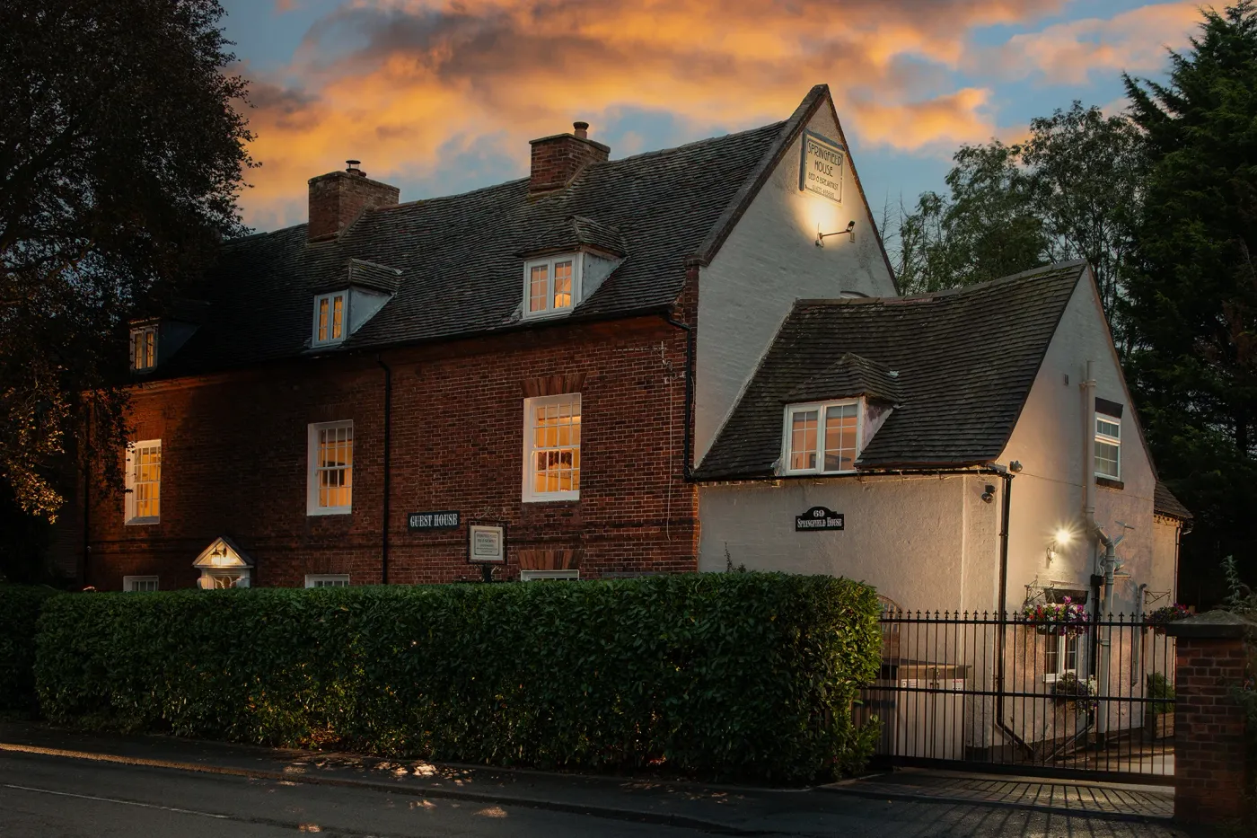 Exterior of Springfield House at twilight